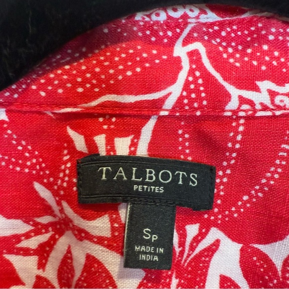 Talbots Long Sleeve Pink Floral Linen Shirt Size Small Petite - Picture 11 of 14